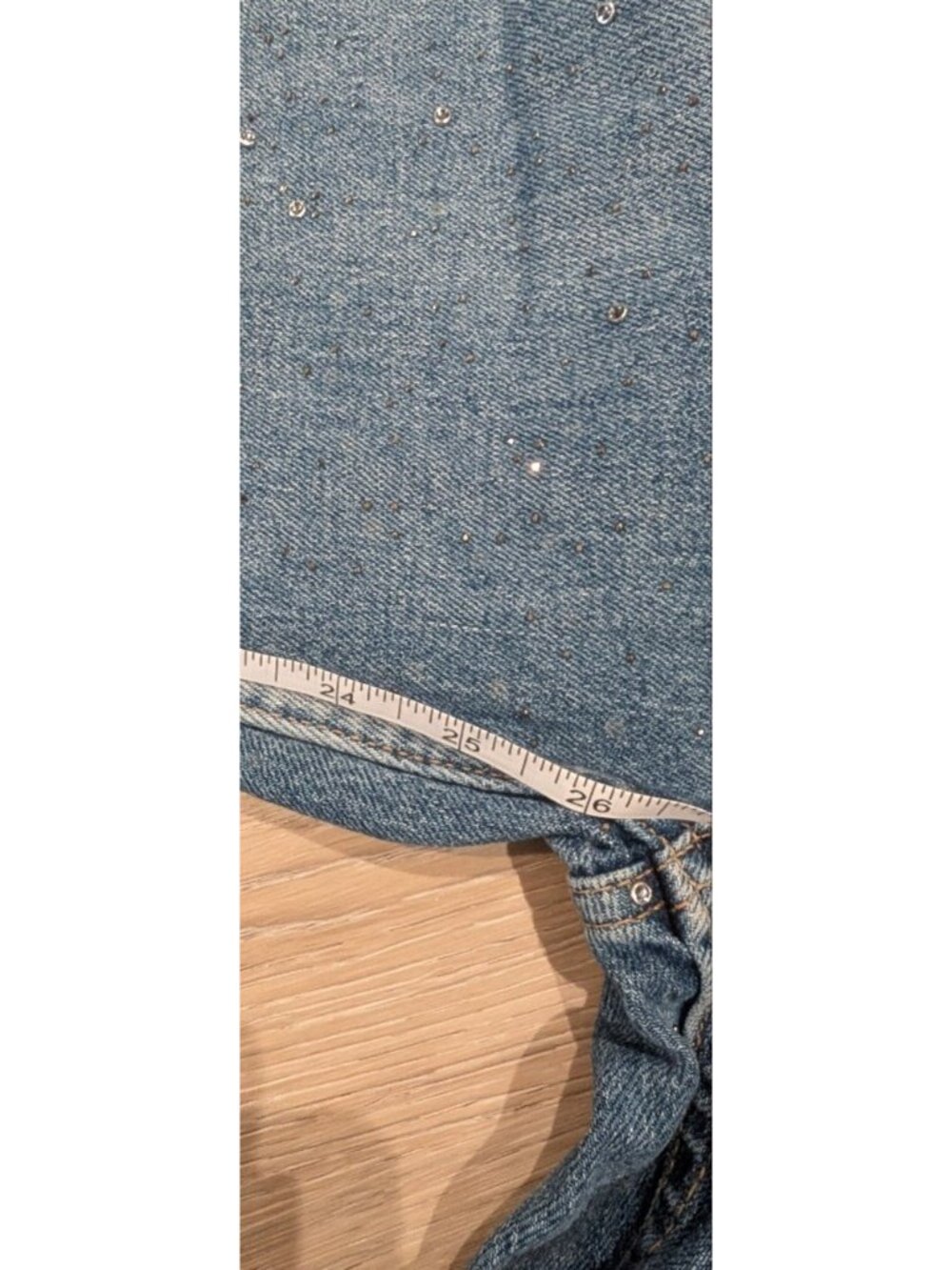Zara Crystals & rhinestones  High-Rise Wide Leg Jeans with Sparkle - Picture 8 of 16
